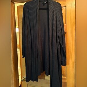 J. Jill Black and Silver Sparkle Striped Cardigan